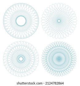 Set of vector guilloche rosettes.