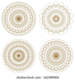Set of Vector Guilloche Rosettes Certificate or Diplomas, Decorative Elements