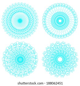 Set of Vector Guilloche Rosettes Certificate or Diplomas, Decorative Elements