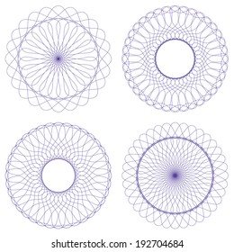Set of Vector Guilloche Rosettes Certificate or Diplomas, Decorative Elements