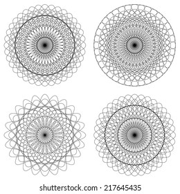 Set of Vector Guilloche Rosettes Certificate or Diplomas, Decorative Elements