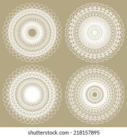Set of Vector Guilloche Rosettes Certificate or Diplomas, Decorative Elements