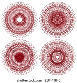 Set of Vector Guilloche Rosettes Certificate or Diplomas, Decorative Elements