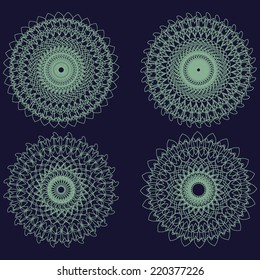 Set of Vector Guilloche Rosettes Certificate or Diplomas, Decorative Elements