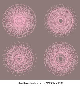 Set of Vector Guilloche Rosettes Certificate or Diplomas, Decorative Elements