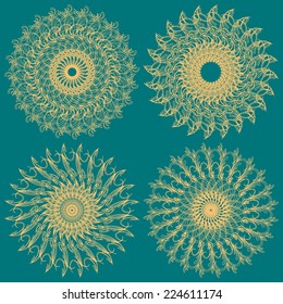 Set of Vector Guilloche Rosettes Certificate or Diplomas, Decorative Elements