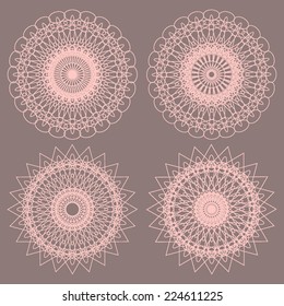 Set of Vector Guilloche Rosettes Certificate or Diplomas, Decorative Elements