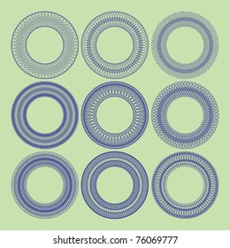 Set of vector guilloche rosettes certificate or diplomas, decorative elements