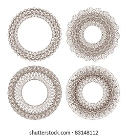 Set of vector guilloche rosettes certificate or diplomas, decorative elements