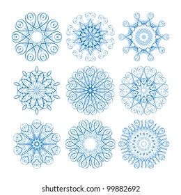 Set of vector guilloche rosettes certificate or diplomas, decorative elements