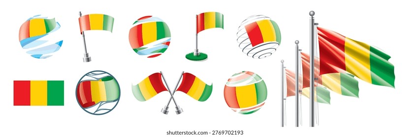 A set of vector Guinean flags of different designs