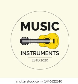 Set of vector guitar acoustic  logo. Music icons for audio store, branding or poster.