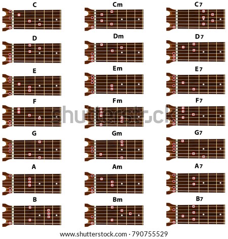 Download Set Vector Guitar Chords Tab Tabulation Tabulature Stock ...
