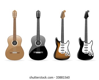 Set of vector guitars