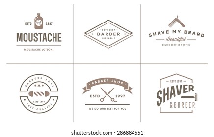 Set of Vector Hairdresser Barber Shop Elements and Shave Shop Icons Illustration can be used as Logo or Icon in premium quality