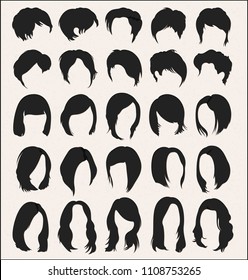 Set of vector hairstyle templates on white background