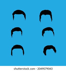 Set of vector hairstyle templates on Blue background