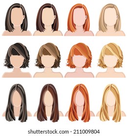 Set of vector hairstyles for the individual. Hairstyles . Vector set 