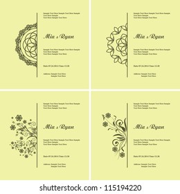 Set of Vector Half Ornament Frame. Background of color of a lime. Grouped for easy editing. Perfect for invitations or announcements.