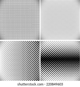 Set of vector halftone dots on gray background. Vector illustration.