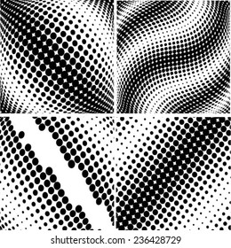Set of vector halftone dots on gray background. Vector illustration. 