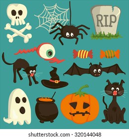 Set of vector Halloween cartoon icons