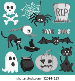 Set of vector Halloween cartoon icons