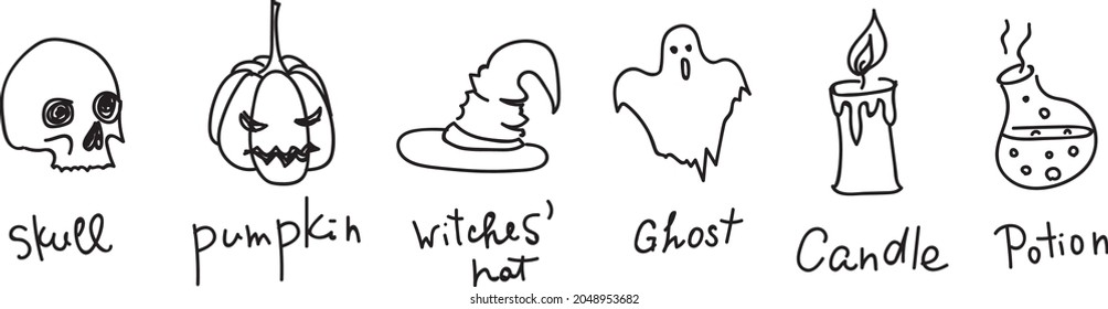 Set of vector halloween doodles