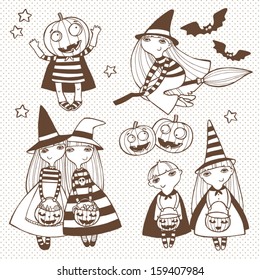 Set of vector halloween elements.