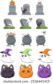 set of vector halloween elements
