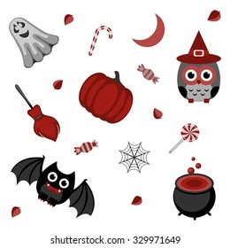 Set of vector Halloween elements