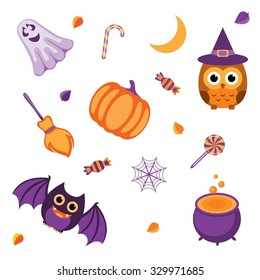 Set of vector Halloween elements