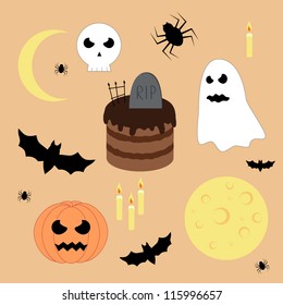 Set of vector Halloween elements, objects and icons for your design