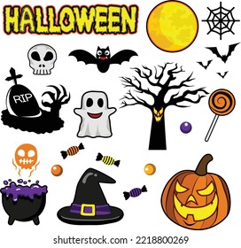 Set of vector Halloween elements,Halloween Vector Graphic Illustration.