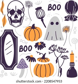 Set of vector Halloween illustrations.