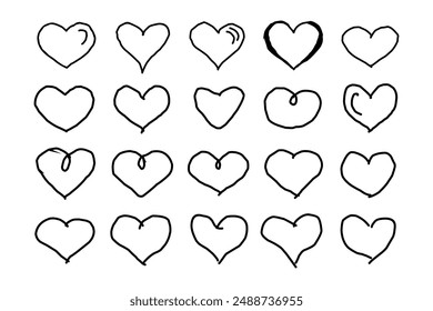 set of vector hand drawing hearts 