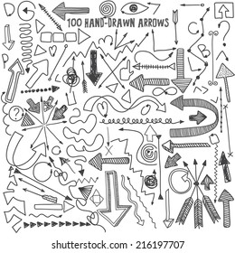 Set of vector hand drawn arrows
