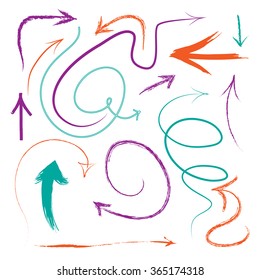 Set of vector hand drawn arrows. Vector illustration