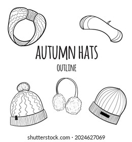 Conjunto de elementos de otoño dibujados a mano vectorial.