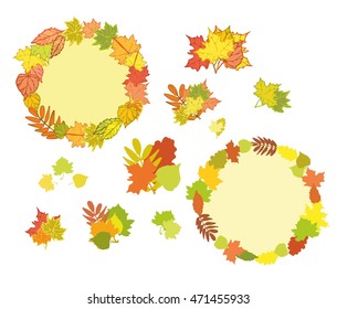 Set of vector hand drawn autumn elements for design.