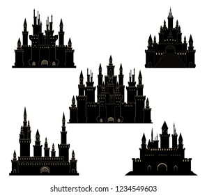 Set of vector hand drawn castles