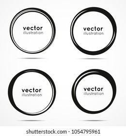 Set of vector hand drawn circles using sketch drawing scribble circle lines. Doodle circular logo design elements.