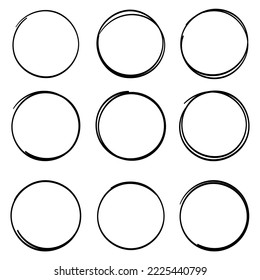 set of vector hand drawn circles