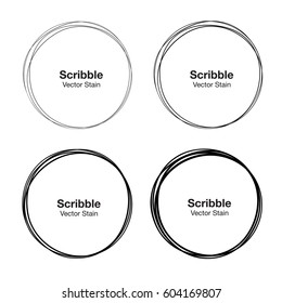 Set of vector hand drawn circles using sketch drawing scribble circle lines. Doodle circular logo design elements.