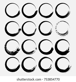 Set of vector hand drawn circles using sketch drawing scribble circle lines. Doodle circular logo design elements.