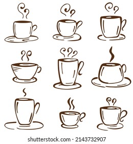 Set of vector hand drawn Coffee Cup Doodles