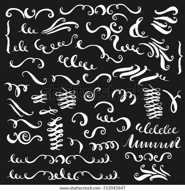 Set\
of vector hand drawn decorative elements. Curves, brush strokes,\
curls, swashes, flourishes for text and page\
design.