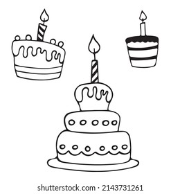 Set of vector hand drawn doodle cakes