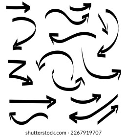 Set of vector hand drawn doodle arrows. For app, banner, print screen, card, typography design, for business plan and education.
