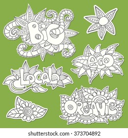 Set of vector hand drawn doodle stickers 